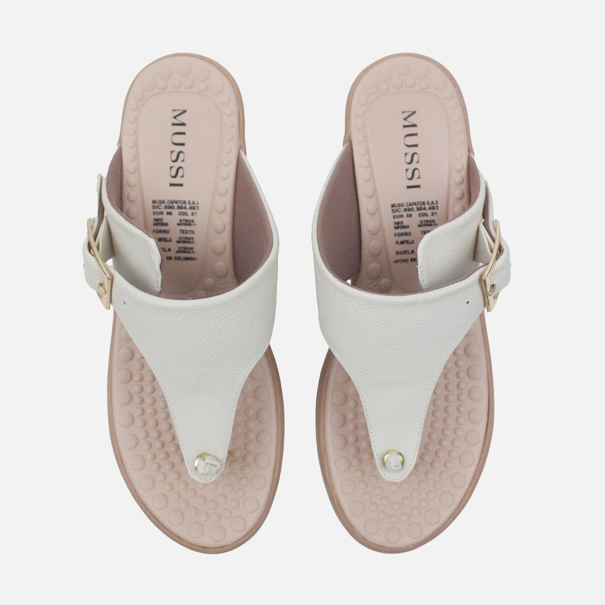 Sandalia plataforma liona de sintético para mujer - Hueso