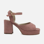 Sandalia tacon plataforma liora de textil para mujer - Rosado