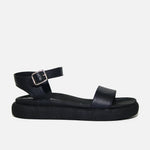 Sandalia flatform candela de cuero para mujer - Negro