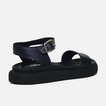 Sandalia flatform candela de cuero para mujer - Negro