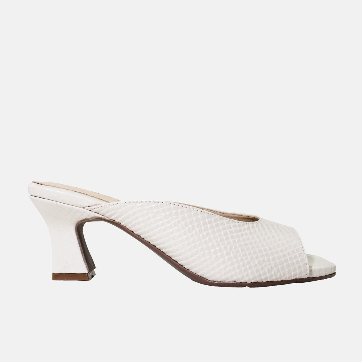 Zueco tacon linah de cuero para mujer - Hueso