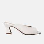 Zueco tacon linah de cuero para mujer - Hueso