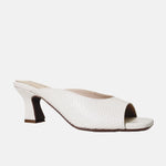 Zueco tacon linah de cuero para mujer - Hueso