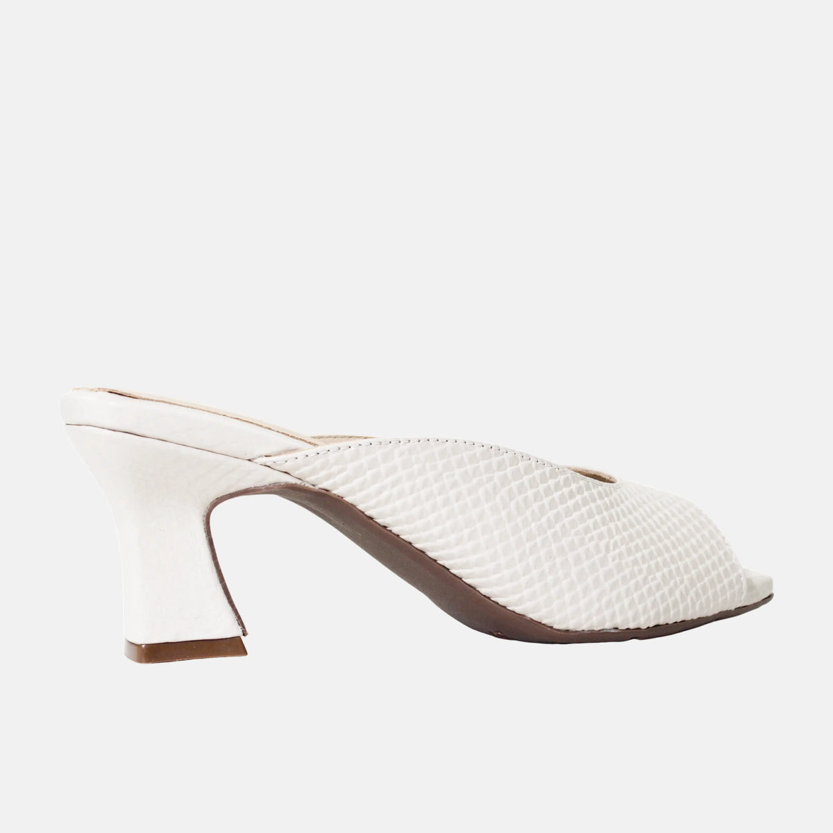 Zueco tacon linah de cuero para mujer - Hueso