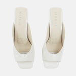 Zueco tacon linah de cuero para mujer - Hueso