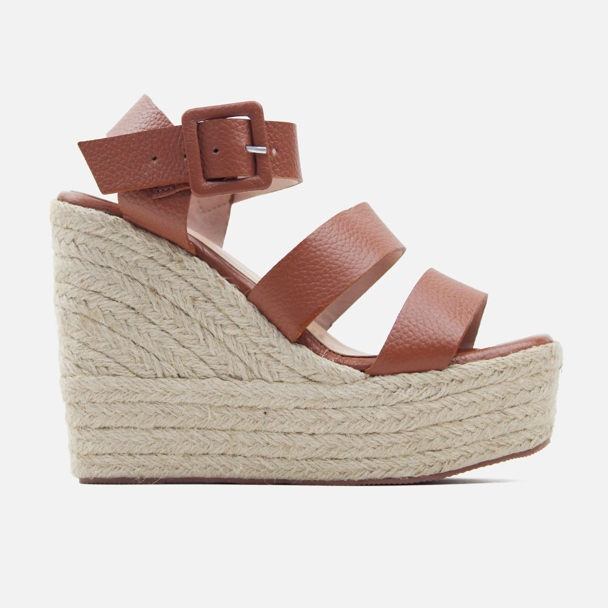 Sandalia plataforma eolia de cuero para mujer - Miel