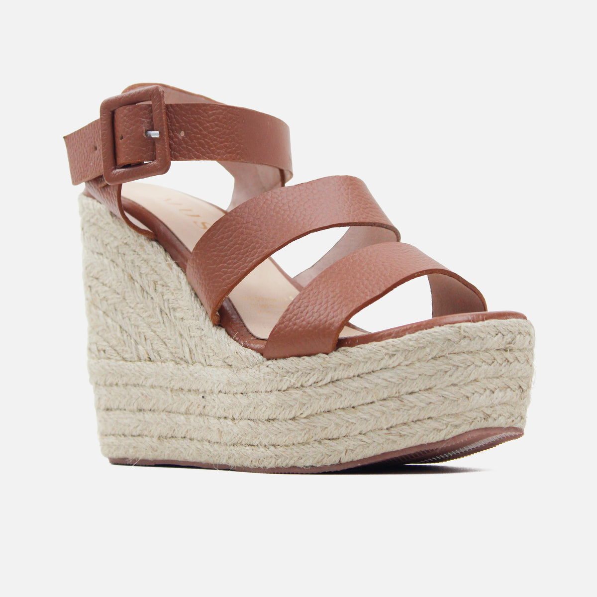 Sandalia plataforma eolia de cuero para mujer - Miel