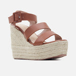 Sandalia plataforma eolia de cuero para mujer - Miel