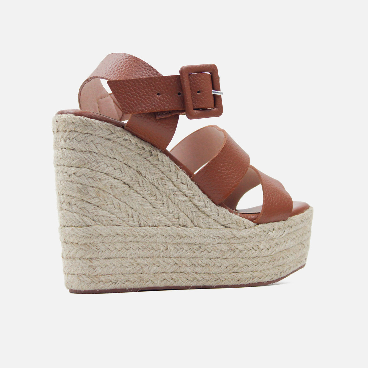 Sandalia plataforma eolia de cuero para mujer - Miel
