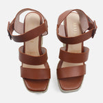 Sandalia plataforma eolia de cuero para mujer - Miel