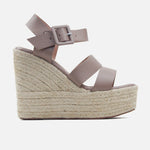 Sandalia plataforma eolia de cuero para mujer - Taupe