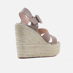 Sandalia plataforma eolia de cuero para mujer - Taupe