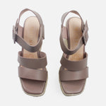 Sandalia plataforma eolia de cuero para mujer - Taupe