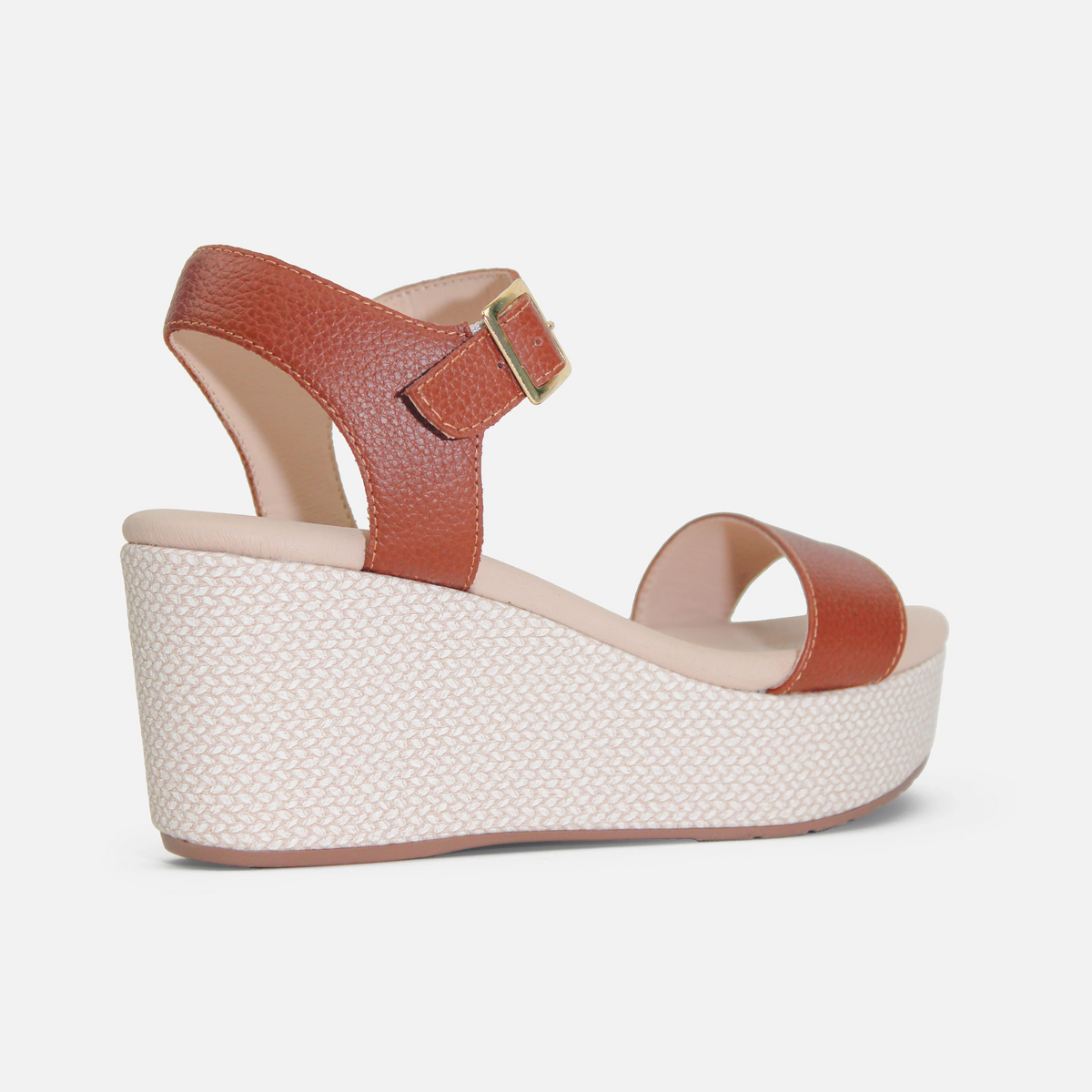 Sandalia plataforma hellen de cuero para mujer - Miel