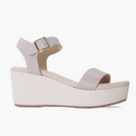 Sandalia plataforma hellen de cuero para mujer - Hueso