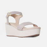 Sandalia plataforma hellen de cuero para mujer - Hueso