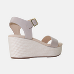 Sandalia plataforma hellen de cuero para mujer - Hueso