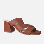 Sandalia tacon brisa de cuero para mujer - Miel