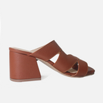 Sandalia tacon brisa de cuero para mujer - Miel