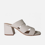 Sandalia tacon brisa de cuero para mujer - Hueso