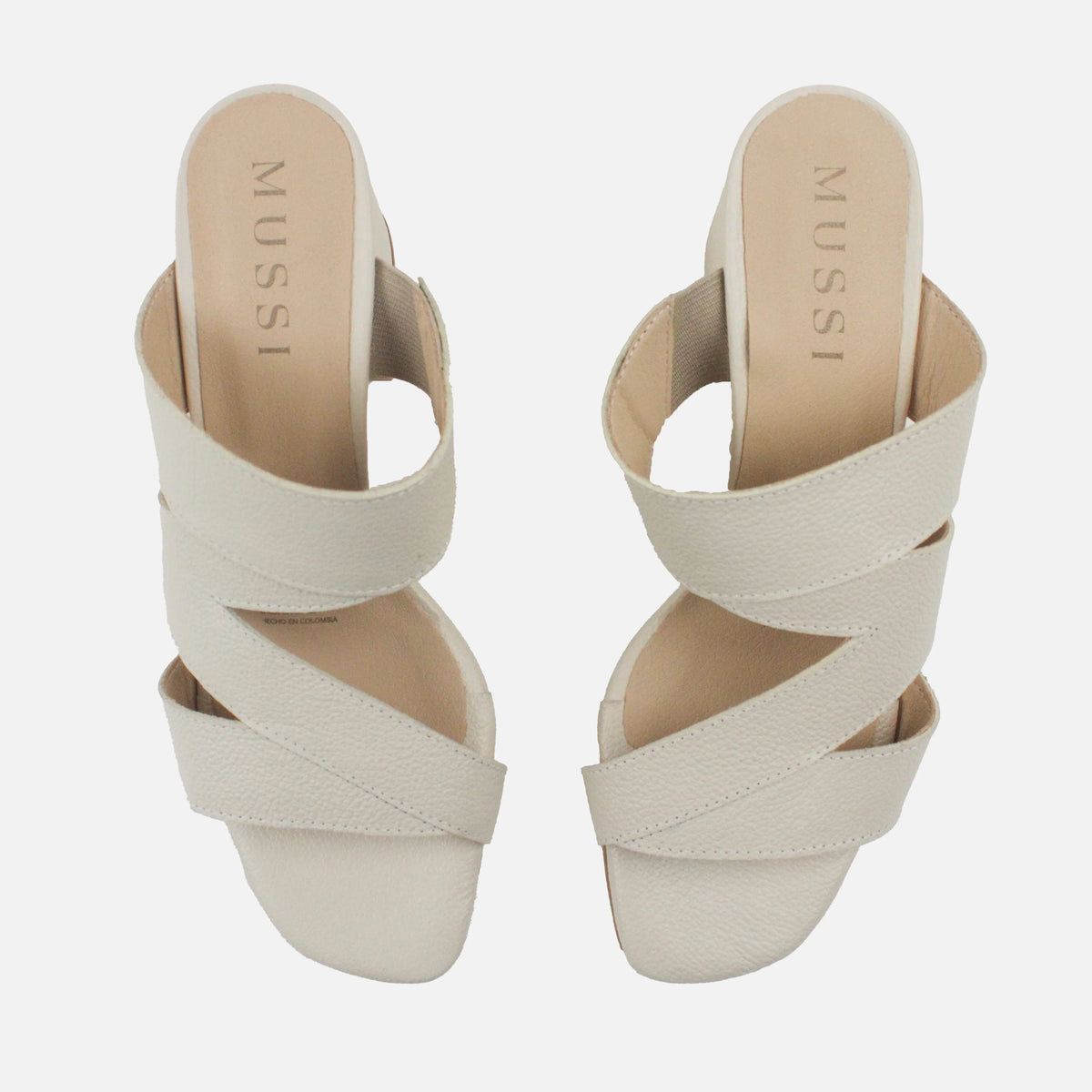 Sandalia tacon brisa de cuero para mujer - Hueso