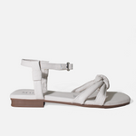 Sandalia plana bruma de cuero para mujer - Blanco