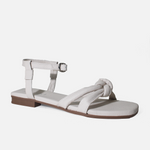 Sandalia plana bruma de cuero para mujer - Blanco