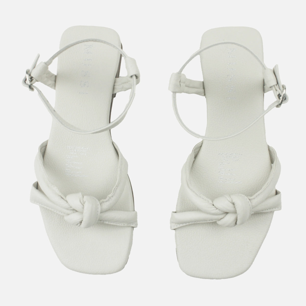 Sandalia plana bruma de cuero para mujer - Blanco