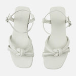 Sandalia plana bruma de cuero para mujer - Blanco