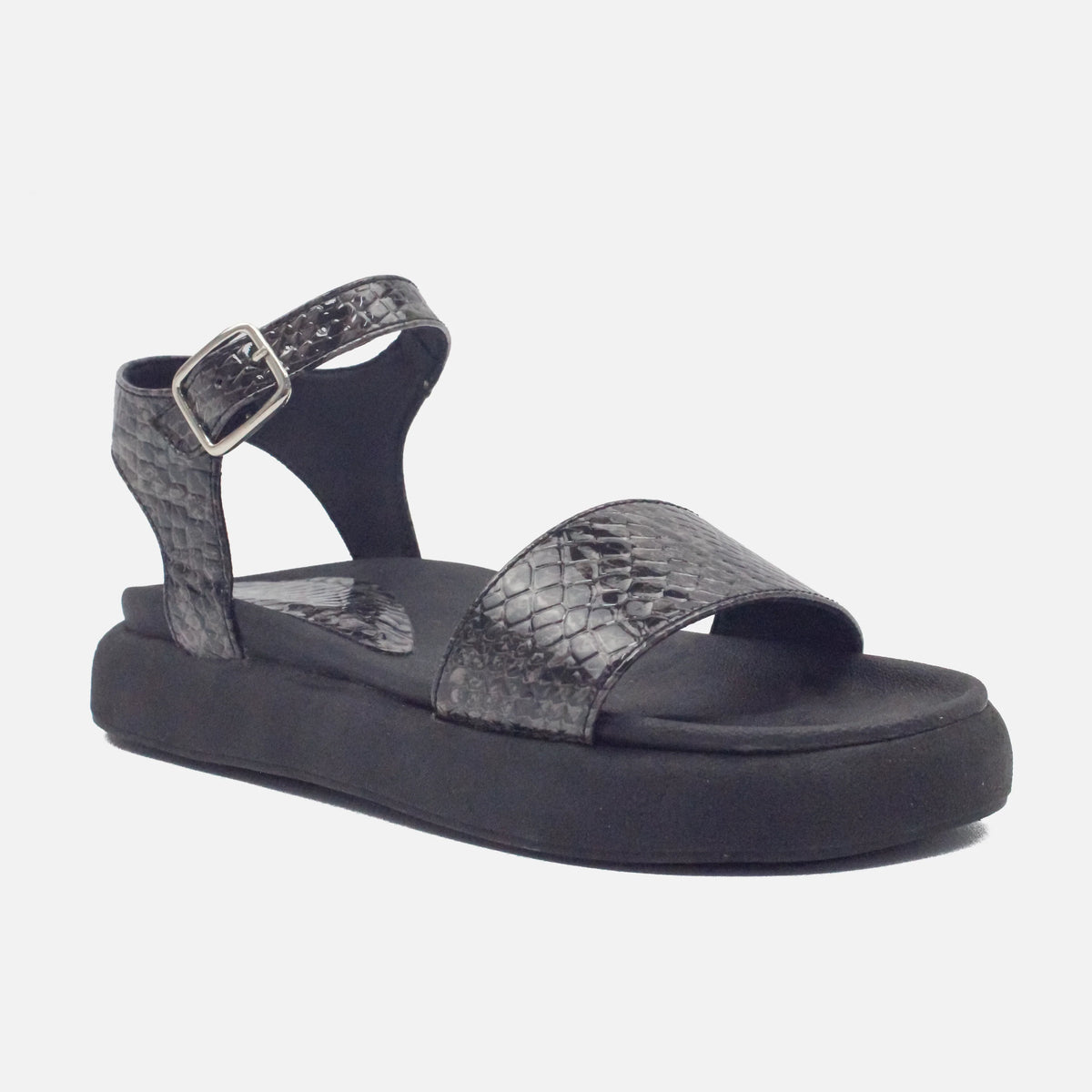 Sandalia plana alba de sintético para mujer - Gris