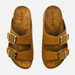 Sandalia plana sombra de cuero para mujer - Miel