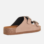 Sandalia plana sombra de cuero para mujer - Taupe