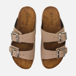 Sandalia plana sombra de cuero para mujer - Taupe