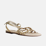 Sandalia tacon corrido estella de cuero para mujer - Oro