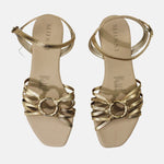 Sandalia tacon corrido estella de cuero para mujer - Oro