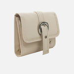 Billetera leira de cuero para mujer - Hueso