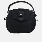 Bolso de mano cimera de cuero para mujer - Negro