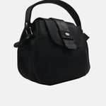 Bolso de mano cimera de cuero para mujer - Negro