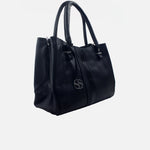 Cartera coco de cuero para mujer - Negro