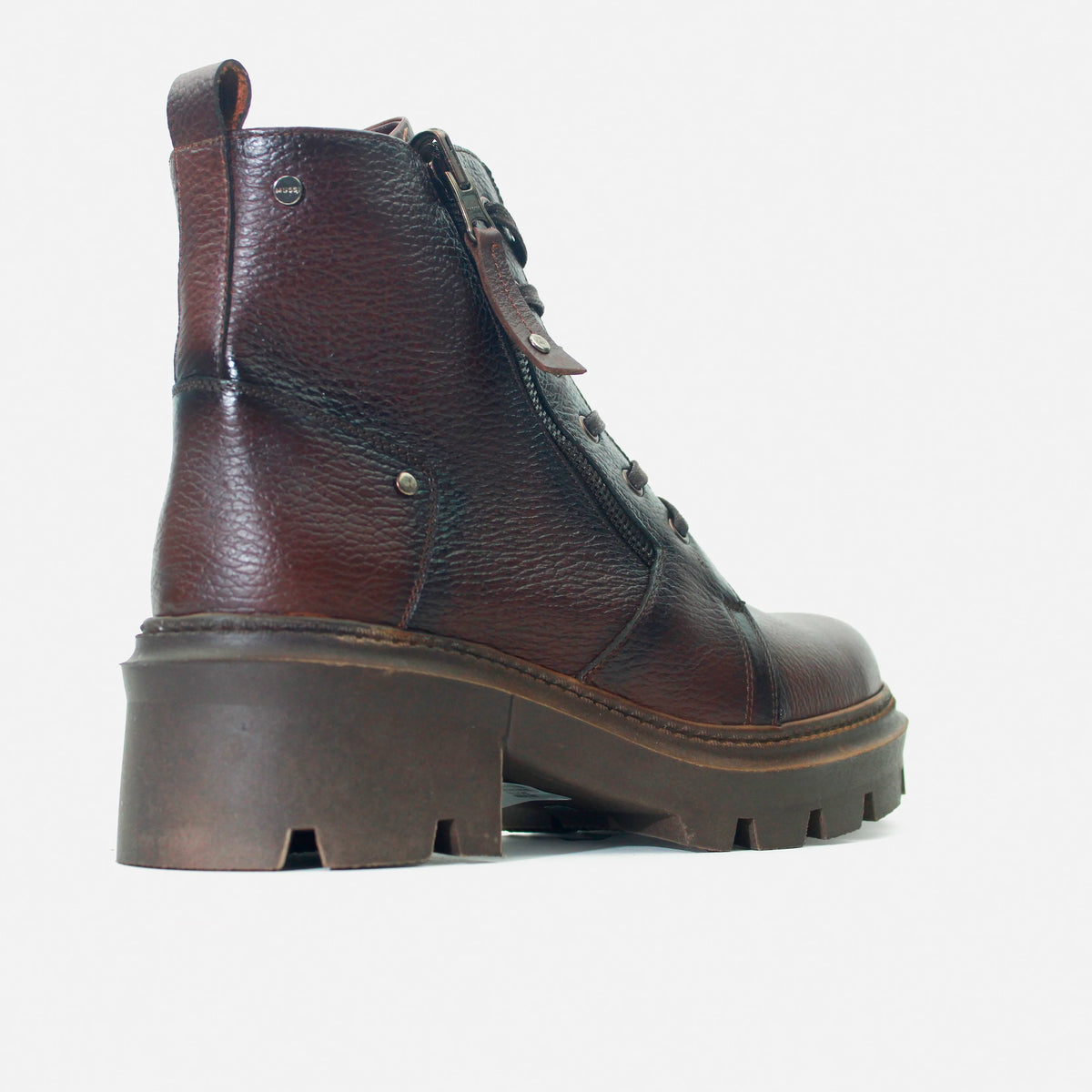 Botin con cordones cora de cuero para mujer - Brandy