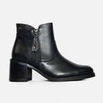 Botin tacon danira de cuero para mujer - Negro