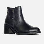 Botin tacon danira de cuero para mujer - Negro