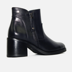 Botin tacon danira de cuero para mujer - Negro