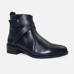 Botin plano elizabeth de cuero para mujer - Negro