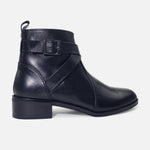 Botin plano elizabeth de cuero para mujer - Negro