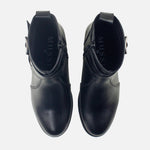 Botin plano elizabeth de cuero para mujer - Negro