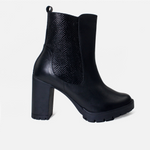 Botin tacon nevia de cuero para mujer - Negro