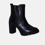 Botin tacon nevia de cuero para mujer - Negro