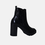 Botin tacon nevia de cuero para mujer - Negro