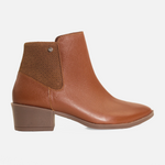 Botin tacon coral de cuero para mujer - Miel